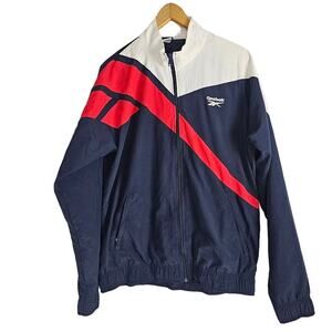 Vtg Reebok Jacket Adult Large Red White Blue Windbreaker 90's Logo USA Olympics